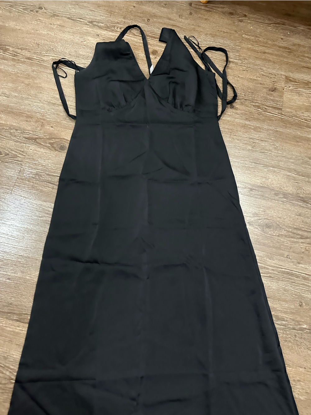 Women's Black Silky Maxi Dress
